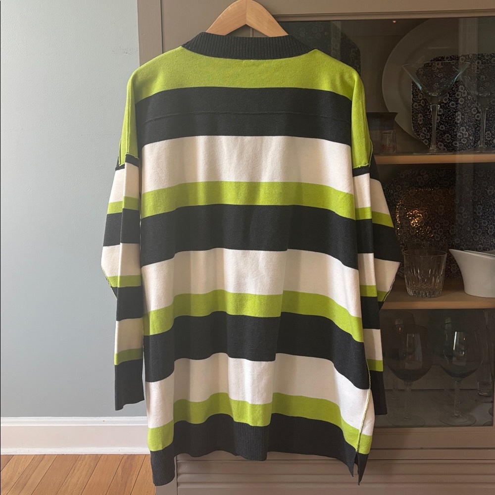 NWT Free People A League of Her Own Striped Cardigan in Carbon Lime, M - Picture 11 of 12